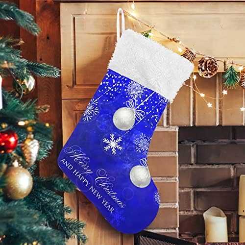 Зоо сина 18 инчи Голема божиќна топка за божиќни декоративни снегулки што висат чорапи за лоби на семејна забава од Божиќно дрво