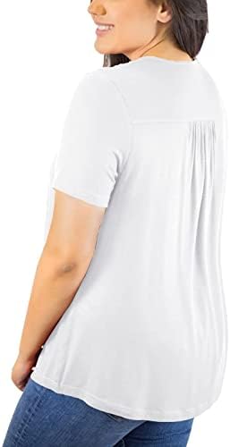 Маичка за блуза за жени со кратки ракави со кратки ракави со екипаж на вратот, памук, основна крпеница плус големина обична мета kW