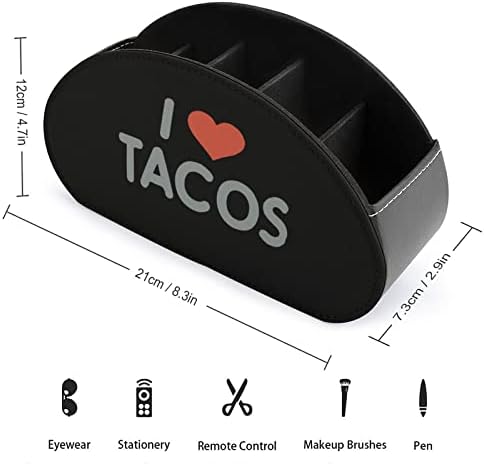 Јас многу го сакам Tacos Heart TV далечински управувачи на ТВ мода за складирање на кожа, организатор на десктоп со 5 оддели