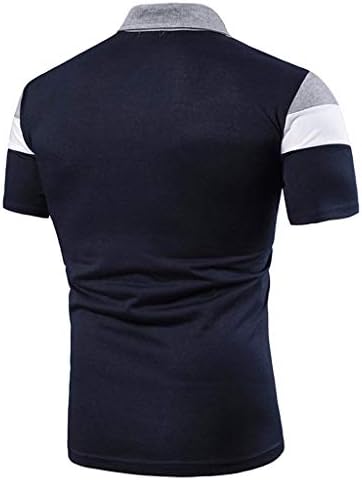 Ubst Mens Golf кошули во боја блок крпеница со кратки ракави тенис врвови лето тенок фит бизнис обична кошула