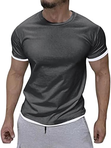 Аулимен Менс Обичен Хенли маички со лесни кратки ракави Основни памучни копче стојат јака лето