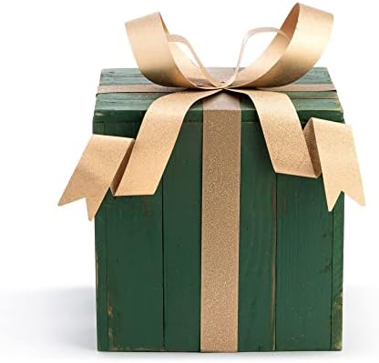ДЕМДАКО Завиткан Зелен И Златен Тон 9 Инчен Борово Дрво И Железо Божиќна Декоративна Кутија