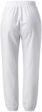 Женски обични постелнини панталони 2023 лето цветно печатење лесни панталони со плажа широки нозе еластични панталони од пајама
