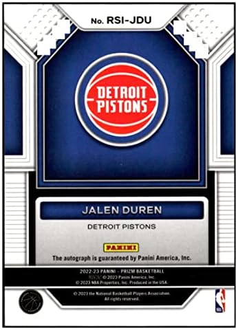 Jalen Duren RC Auto 2022-23 Сензационални потписи на Panini Prizm 68 дебитантски клипови NM+ -MT+ NBA кошарка