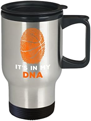 Кошарка ДНК отпечаток Смешно патување чаша за патувања, подарок за тим, кошаркар, тренер