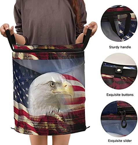 Американско знаме орел се појавува алишта за перење алишта со капакот за складирање на капакот за склопување торба за перење за патувања