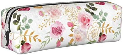 Brinkaloo Floral Rose Rose Mencil Case Водоотпорна торба со кожени пенкала Едноставна кутија со моливи со патент за тинејџери жени