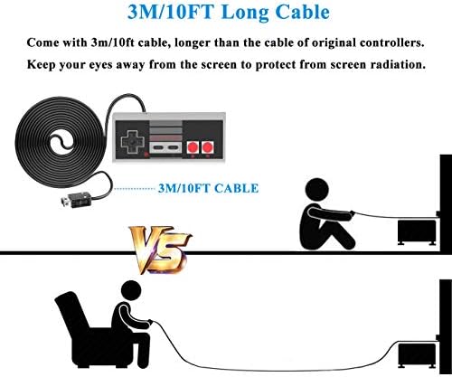 NES Classic Controller со 10ft кабел - 2 пакувања класични мини контролори за Nintendo Classic Mini Edition SNES Classic 2017