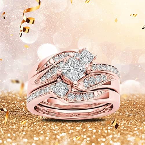 Златен елегантен жени вметнати цирконски прстени изопачени прстени за ангажман невестински венчавки Чунки бенд Исклучителна забава