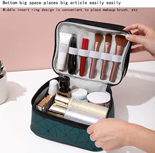 торба За шминка за патувања со голем капацитет Водоотпорна кожа Студентски Дом за Патувања жени двослојна торба за Чување козметичка