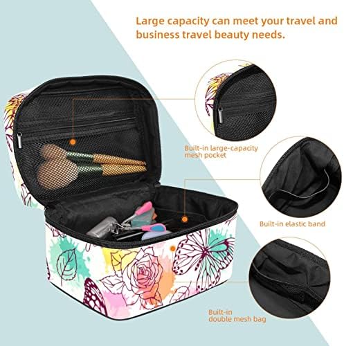 Шарена Рачно Нацртана Торба За Шминка За Патувања Со Пеперутки Козметичка Торба За Чување Организатор За Чување Тоалети Торба За Шминка