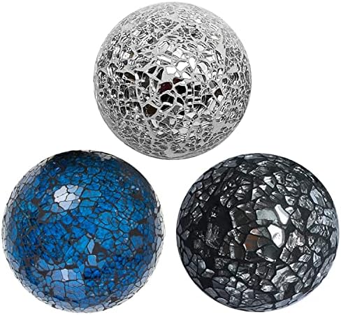 v2croft 4 во декоративни стаклени топки од орбита сет од 3, мозаична сфера Глобус за цели домаќинки, свадба/роденден, чинии, вазни трпезарија