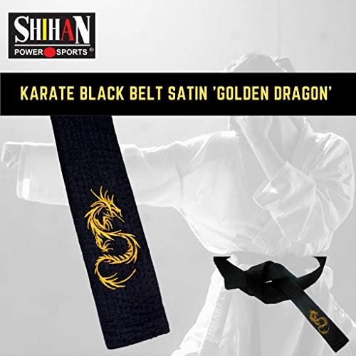 Shihan karate црн појас сатен златен змеј везење со должина од 300 см кенпокс -кикбокс