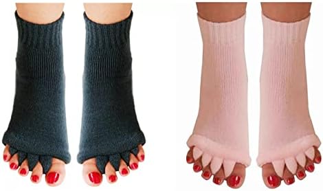 Aibearty 2 пара јога спортска спортска масажа масажа со безжични чорапи за усогласување на нозете сочувствителни чорапи, спречете ги грчевите