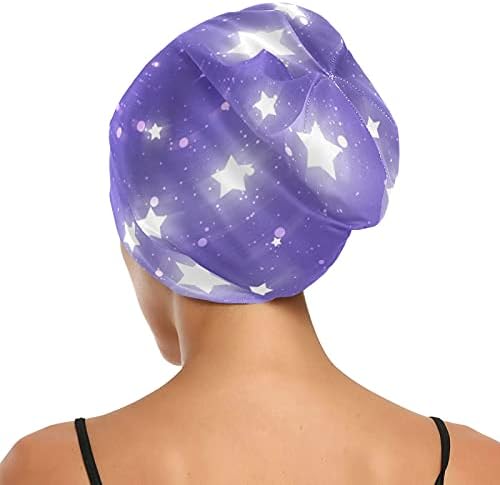 Семено работно капаче за спиење капа за капакот на виолетовосна starвезда за жени, коса за глава на коса, ноќно обвивка