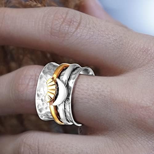 2023 Нова месечина вртливата прстен дами Декомпресија широкопојасен прстен Откријте личен прстен во западниот стил прстени