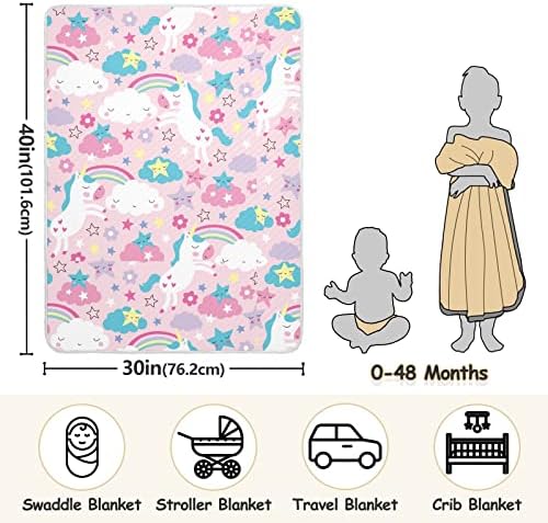 Swaddle Clabte Unicorn Stars Памук памучно ќебе за новороденчиња, примање ќебе, лесен мек за тресење за креветчето, шетач, расадници, ќебиња за