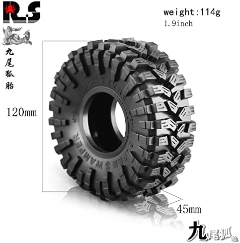 Wlyejea 1,9 RC Crawler Tires 4,72 '' / 120mm RC гумени гуми гуми од калливите, поставени за TRX-4 D90 D110 TF2 TF2 TAMIYA CC01 AXIAL