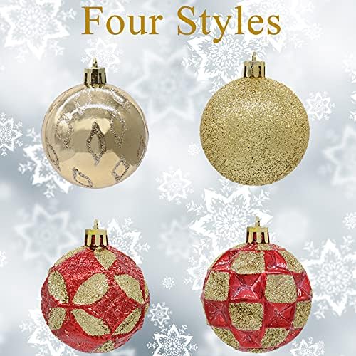 24 парчиња божиќни украси за топка, украсување на новогодишна елка што висат топки, распрскувано со фино трепкање Божиќно украс топка поставена