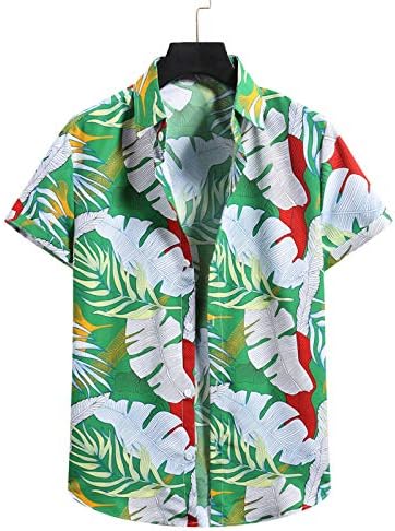 Оиолој школа Хавајски кошули Генти Краток ракав Тенок есен V вратот кошула исечена полиестерска пријатна кошула за цвеќиња за цвеќиња