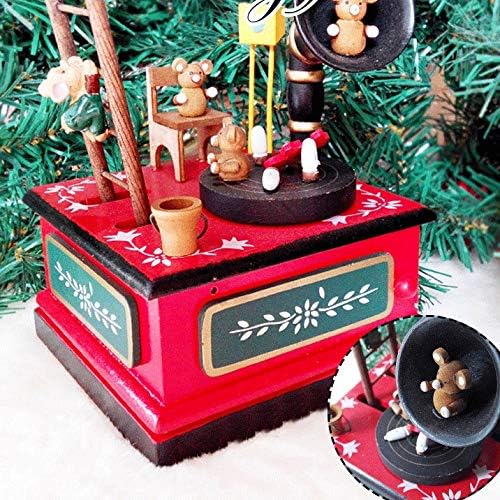 MHYFC Божиќни украси Дрвена музичка кутија музичка кутија за декорација на спална соба дома декорација музичка кутија