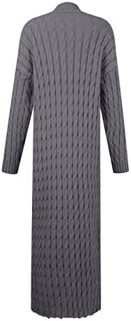 Базисин долги кардигани за жени со долг ракав кабел плетен копче надолу по миди долг џемпер отворен преден палто