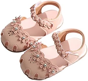 Девојки меки затворени пети принцези рамни пети половина сандали со лакови летни сандали (дете/мало бебе принцези чевли