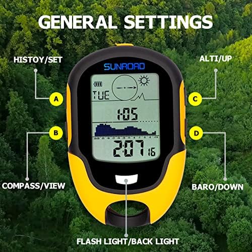 Sunroad Altimeter Barometer Compass Multifunction Digital Mini Thermometer/Hygrometer/Pedometer за навивачи на отворено планинарење
