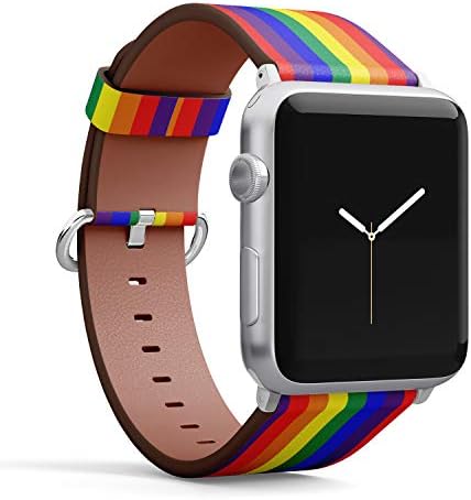 Шарена кожна лента за рачни ленти за серија на Apple Watch 4/3/2/1 Gen, замена за IWATCH 38mm/40mm ленти