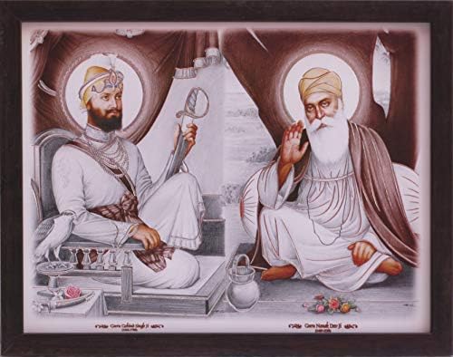 Handicraftstore Gurunank Dev Ji и Guru Gobind Singh Ji, слика за луѓе, постер со рамка мора за секое семејство, канцеларија, подарок