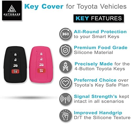 AutoBase Silicone Key FOB Cover For Toyota Camry RAV4 Highlander Avalon C-HR Prius Corolla GT86 Smart Key | Додаток за автомобили