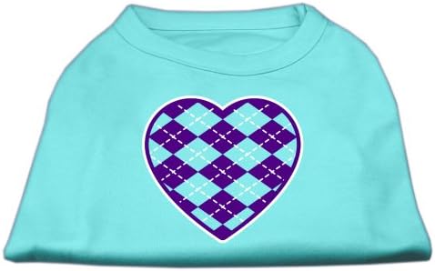 Mirage Pet Products Argyle Heart Purple Screen Print Mirts Aqua xxxl