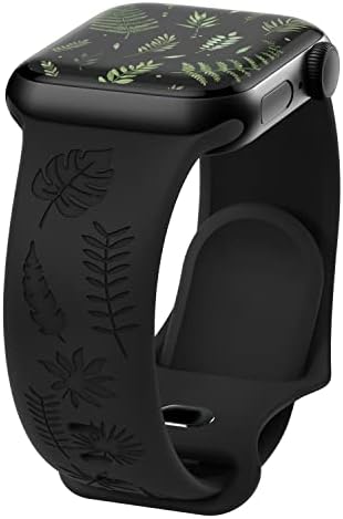 Врежан опсег компатибилен со бендовите на Apple Watch 38mm 40mm 41 mm за жени, меки лисја ласерски силиконски рачни ленти Симпатична спортска лента за iWatch Серија 8/7/SE/6/5/4/3/2/1