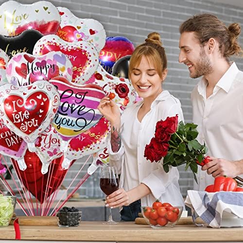 36 Парчиња Среќни Балони За Денот На Вљубените 12 Дизајни Балони Со Фолија Во Облик На Срце Украси За Романтични Забави Снабдува