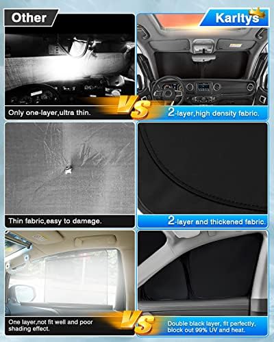 Karltys компатибилен со Sunshade Dodge Ram 1500 2011-2018 Crew Cab/Quad Cab/Mega Cab Whindshield Shade Shade Front Side Cover Baby Blackout Sun