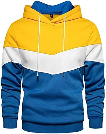 Машки пуловер дуксери во боја на долги ракави со долги ракави, прилепувајќи се обични активен качулки, пријатни маички со џебови со џебови