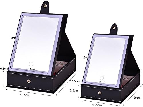 TOPCHANCES LED 2 во 1 Променлива Светлина Шминка Огледало СО USB Полнење Екран На Допир Затемнување Козметички Огледало И Козметички Складирање