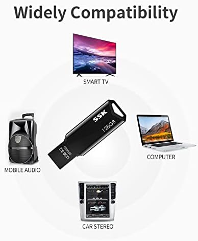 SSK 128GB USB Флеш Диск Меморија Стап, USB 3.2 Голема Брзина Палецот Диск СО LED Индикатор, Метал Водоотпорен Скок PenDrive Со Клучеви Дизајн