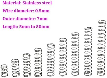 Изворите на компресија се погодни за повеќето дијаметар на жицата I жица 0,5мм Надворешен дијаметар 7мм компресија од не'рѓосувачки челик