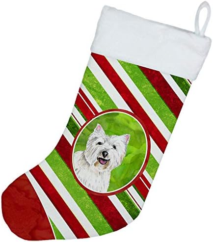 Богатства на Каролина SC9330-CS Westie Candy Cane Holight Christman Christmas Christmas Stocking, камин што виси чорапи Божиќна сезона забава