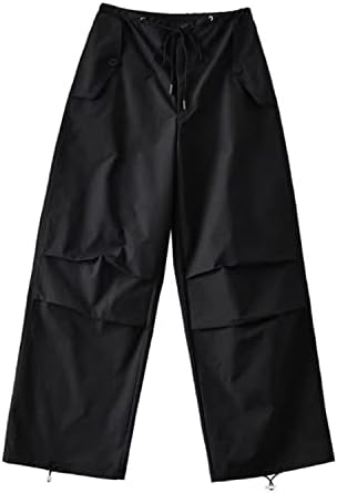 Chezmax Baggy Cargo Pants за жени лето лето дише светло широко панталони за нозе Y2K 2000 -тите панталони Гот падобран