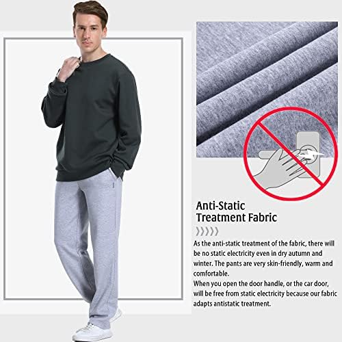 Атлетични панталони со џемпери на мажи со џемпери со џебови со џебови дневно отворено дно панталони руно џемпери за мажи