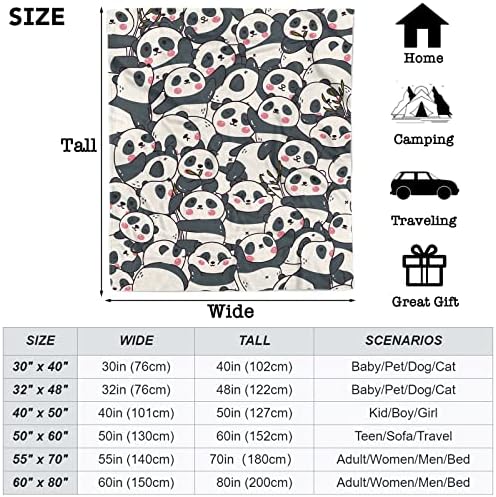 Подарок за панда ќебе за девојчиња, симпатична мека цртана панда, кадифен фланел ќебе за loversубители на панда, пријатна топла прекрасна