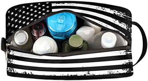 Ипахххх Тоалетна Торба Американско Знаме За Жени Мажи, Бело Црно Знаме На САД Торбичка За Шминка За Патувања, Торбички За Складирање На Организаторот