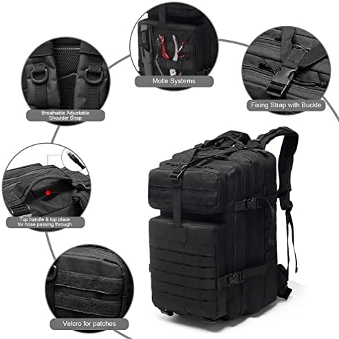 Тактички воен ранец на Коскоа за човек, 50L водоотпорен армиски пакет ранец за пешачење со рак на лаптоп 3 дена торба за грешки, вклучува