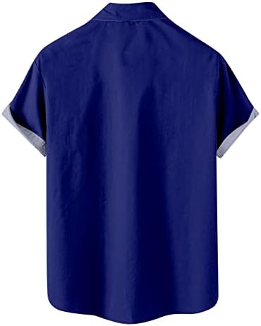 Маица мажи графички ， модно печатено копче надолу лапел кратки ракави тенок фит кошули летни маици за одмор на плажа