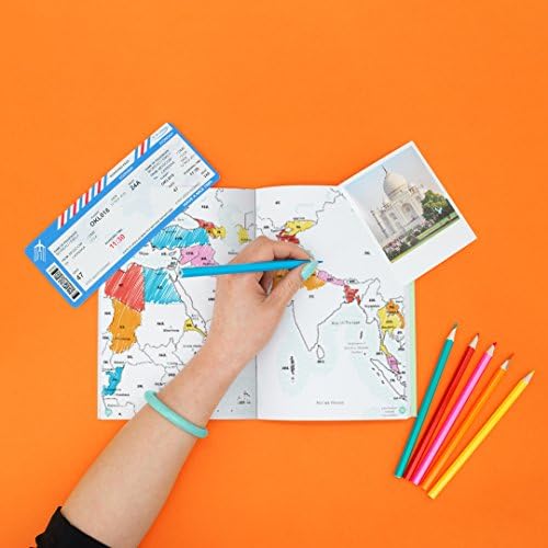 Книга за боење на патувања за возрасни или деца - Забавна книга за боење на мапи со знамиња и упатства за патувања вклучува обоени