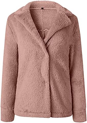 Prdecexlu Дома елегантен палто со долг ракав женски зимски мека удобност цврста боја палта лапел копче надолу со нејасни палта