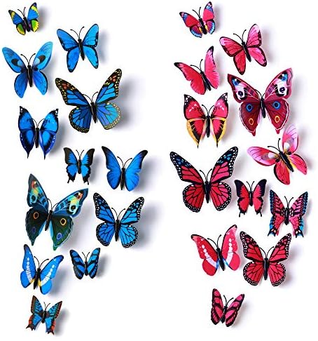Amaonm® 24PCS 3D Живописни Специјални Вештачки Живи Пеперутка Уметност DIY Декор Ѕид Налепници Налепници Декорација Расадник, Бања Декор, Канцеларија