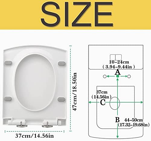 Плоштад тоа тоалетно седиште на wwfan меко затворено со лесно брзо ослободување на горниот дел од прилагодливи шарки, лесна инсталација, бело
